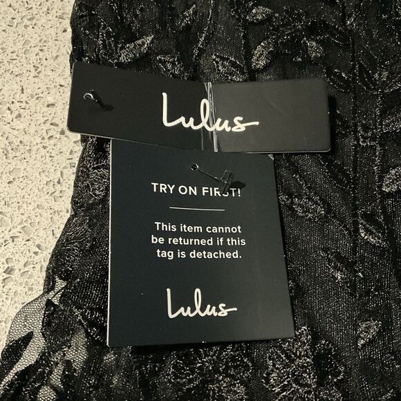 Lulus Dress Women XL Black Delightful Date Embroidered Ruffle Mini - Picture 13 of 13